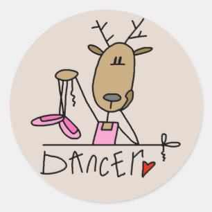 Sticker Rond Chemises et cadeaux de rennes danseurs