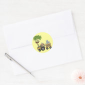 Sticker Rond Chemises et cadeaux de train singe et hippo (Enveloppe)