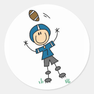 Sticker Rond Chemises et cadeaux du joueur de football bleu