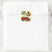 Sticker Rond Chemises et cadeaux Fireman 1er anniversaire (Sac)