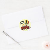 Sticker Rond Chemises et cadeaux Fireman 1er anniversaire (Enveloppe)