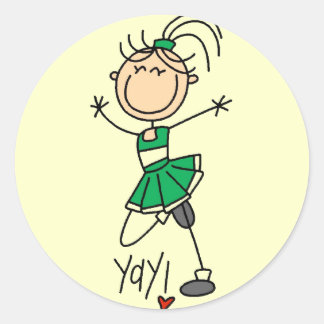 Sticker Rond Chemises et cadeaux Pom-pom girl verts