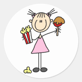 Sticker Rond Chemises et cadeaux Popcorn et Cotton Candy