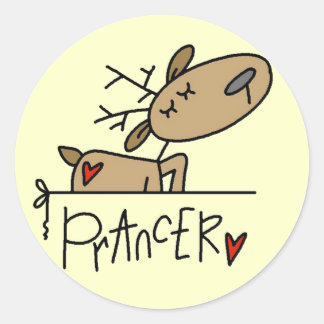 Sticker Rond Chemises et cadeaux Prancer Reindeer