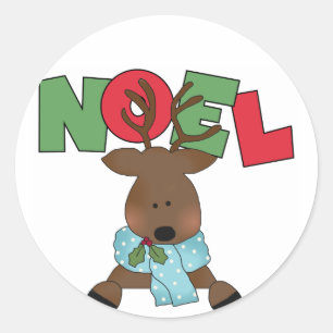 Sticker Rond Chemises et cadeaux Reindeer Noel