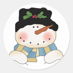 Sticker Rond Chemises et cadeaux Snowman souriants