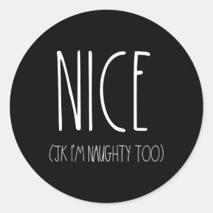 Sticker Rond Chemises Naughty And Nice Couples Pour Noël Jk N