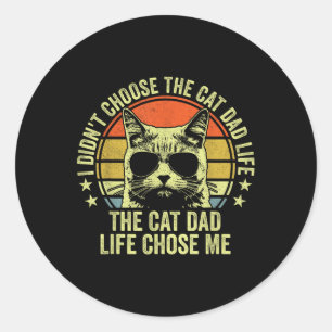 Sticker Rond Chemises Papa Chat Pour Hommes Drôle Chat Papa Fêt