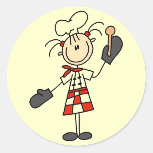 Sticker Rond Chemises pour femmes cuisiniers avec maniques et c
