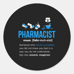 Sticker Rond Chemiste définition t-shirt cadeau drôle pharmacie