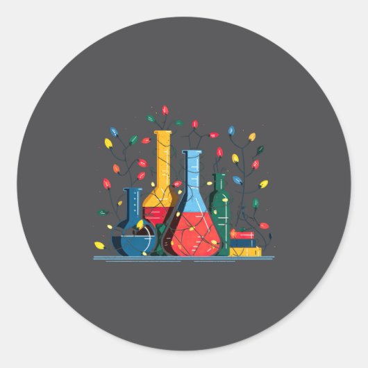 Sticker Rond Chemistry Christmas Lights Lover Chemist Science L (Devant)