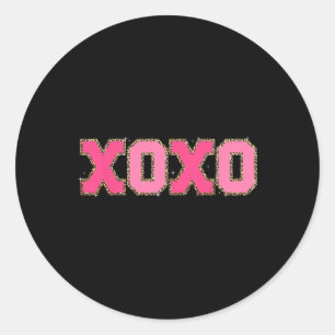 Sticker Rond Chenille Patch scintillant Xoxo Saint-Valentin Cœu
