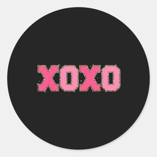 Sticker Rond Chenille Patch scintillant Xoxo Saint-Valentin Cœu (Devant)