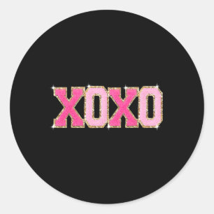 Sticker Rond Chenille Patch scintillant Xoxo Saint-Valentin cœu