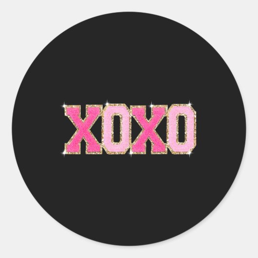 Sticker Rond Chenille Patch scintillant Xoxo Saint-Valentin Cœu (Devant)