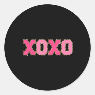 Sticker Rond Chenille Patch Sparkling Xoxo Saint Valentin Coeur
