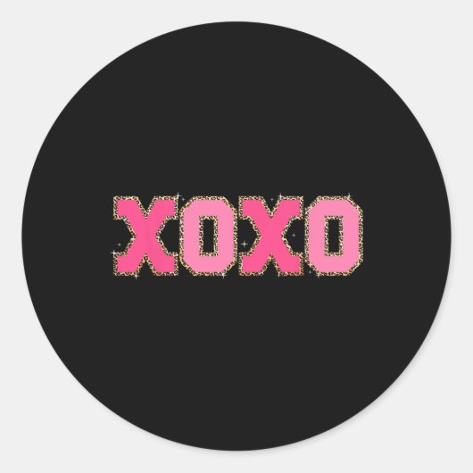 Sticker Rond Chenille Patch Sparkling Xoxo Saint Valentin Coeur (Devant)