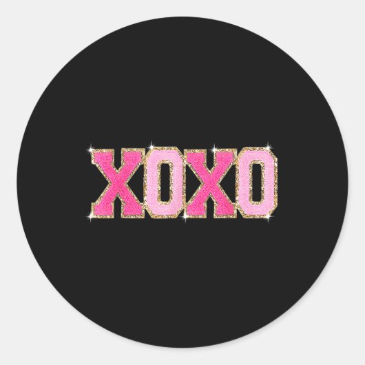 Sticker Rond Chenille Patch Sparkling Xoxo Valentines Day (Devant)