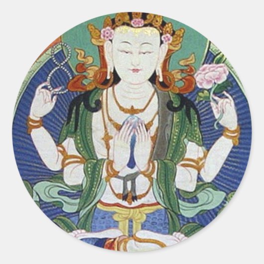 Sticker Rond Chenrezig Dieu de la compassion (Devant)