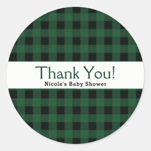 Sticker Rond Chèque de bison noir vert Paid Pays rustique (Devant)