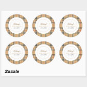 Sticker Rond Chèque en beige Baby shower plaid (Feuille)
