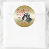 Sticker Rond CHÈQUE | Noël Voeux Bébé Chèvre Baisers Nubian (Sac)