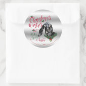 Sticker Rond CHÈQUE | Noël Voeux Bébé Chèvre Baisers Nubian (Sac)