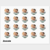 Sticker Rond Chèque Plaid Noir & Vert Mariage Moderne Favoriser (Feuille)