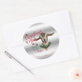 Sticker Rond CHÈQUE | Souhaits de Noël Bébé Chèvre Baisers Basc (Enveloppe)