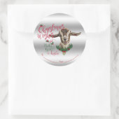 Sticker Rond CHÈQUE | Souhaits de Noël Bébé Chèvre Baisers Basc (Sac)