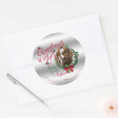 Sticker Rond CHÈQUE | voeux de Noël Bébé Chèvre Baisers Boer (Enveloppe)