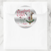 Sticker Rond CHÈQUE | voeux de Noël Bébé Chèvre Baisers LaManch (Sac)