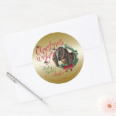 Sticker Rond CHÈQUE | voeux de Noël Bébé Chèvre Baisers Nubian (Enveloppe)