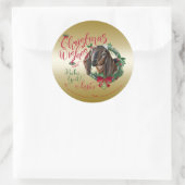 Sticker Rond CHÈQUE | voeux de Noël Bébé Chèvre Baisers Nubian (Sac)