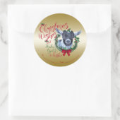 Sticker Rond CHÈQUE | voeux de Noël Bébé Chèvre Baisers Pygmée (Sac)