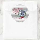 Sticker Rond CHÈQUE | voeux de Noël Bébé Chèvre Baisers Pygmée (Sac)