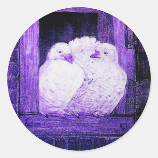 Sticker Rond CHÈQUES BLANCHES À LA FENÊTRE bleu violet (Devant)