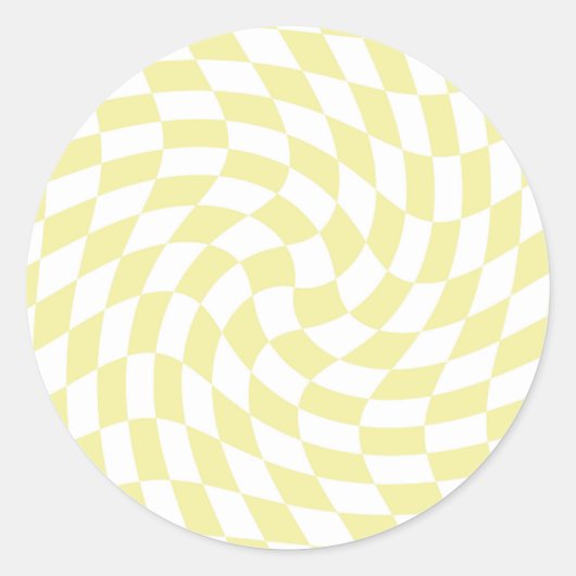 Sticker Rond Chèques déroutés en sable jaune rétro À damiers (Devant)
