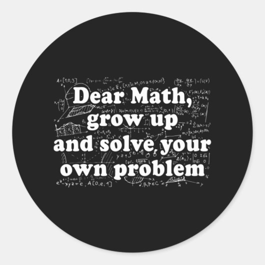 Sticker Rond Cher Amusant Math De Retour À L'École Enseignant M (Devant)