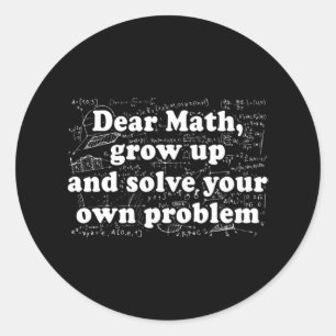 Sticker Rond Cher Amusant Math De Retour À L'École Enseignant M