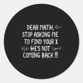 Sticker Rond Cher Citation Math Funny Math Math (Devant)