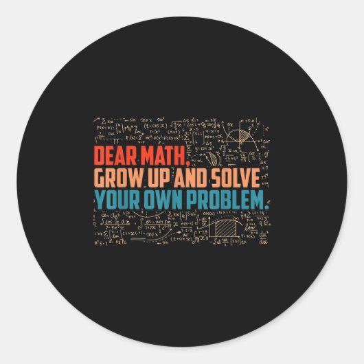 Sticker Rond Cher Math Augmente Des Maths Drôle Dire (Devant)