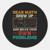 Sticker Rond Cher Math Augmente Et Résolvez Votre Propre Problè (Devant)
