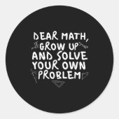 Sticker Rond Cher Math Augmenter Funny Math Problème Citer Garç (Devant)