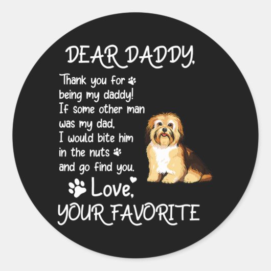 Sticker Rond Cher Papa Havanais Chien Papa Fête des pères (Devant)