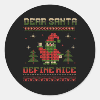 Sticker Rond Cher Père Noël Définir Nice drôle Père Noël jeu de