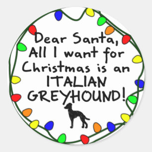 Sticker Rond Cher Père Noël Italien Greyhound