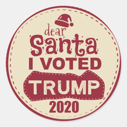 Sticker Rond Cher Père Noël, j'ai voté Trump 2020 (Devant)