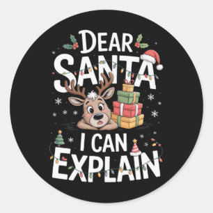 Sticker Rond Cher Père Noël Je Peux Expliquer La Famille De Noë