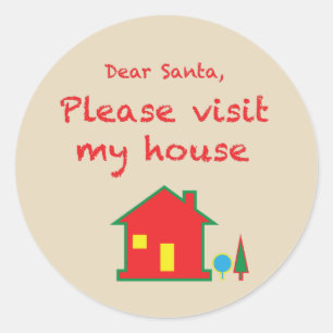Sticker Rond Cher Père Noël S'Il Vous Plaît Visitez Ma Maison
